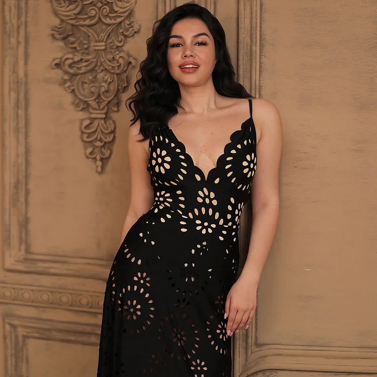 Laser Cut - Flower One Piece Swimsuit and Skirt