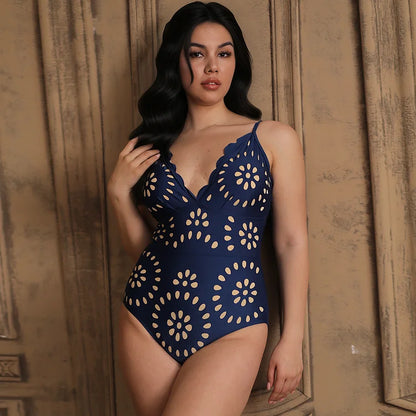 Laser Cut - Flower One Piece Swimsuit and Skirt