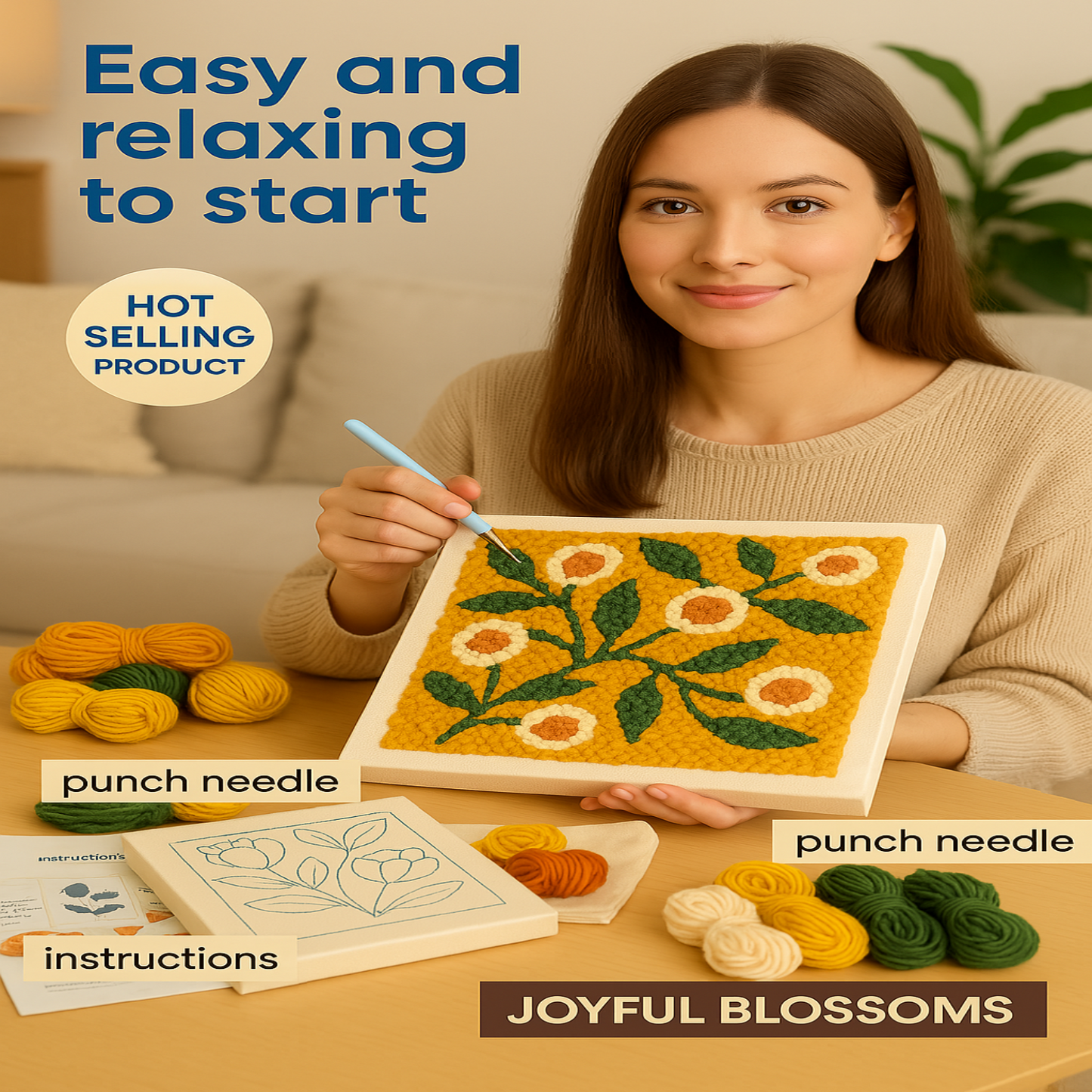 Punch Needle Kit With Yarns